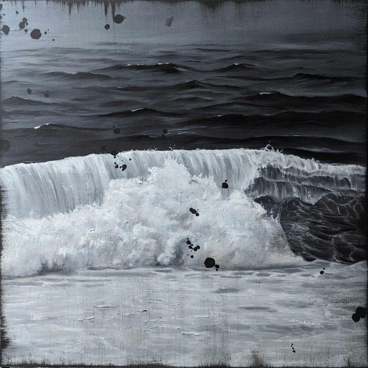 Expressive Landscape Oil Painting By Sophie Adair, 24 X 24", Crash, Original Artwork