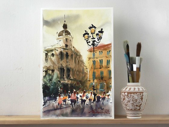 Madrid, watercolor painting.