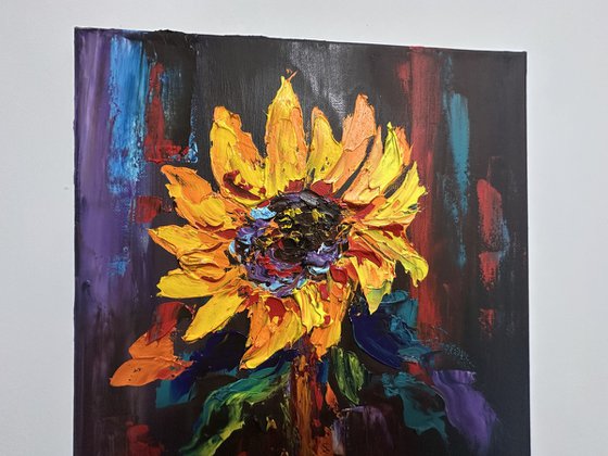 Sunflowers black background