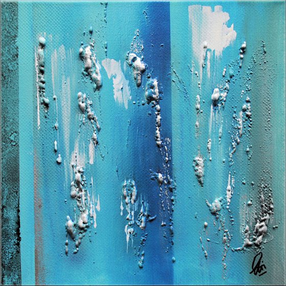 Gateway  - abstract acrylic painting canvas wall art blue white silver modern art