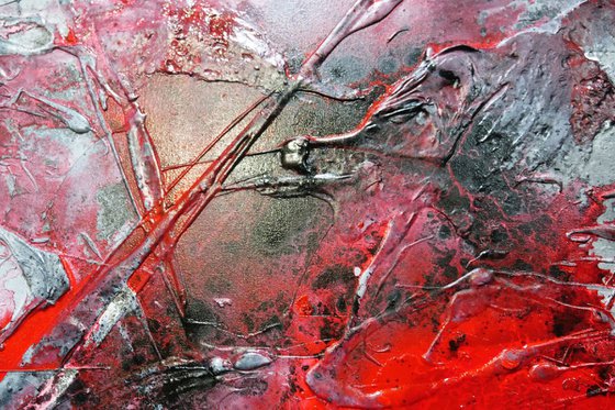 Lavish 160cm x 100cm Red Grey Textured Abstract Art