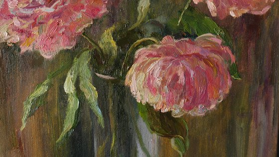 Peonies In Vase - floral still life painting