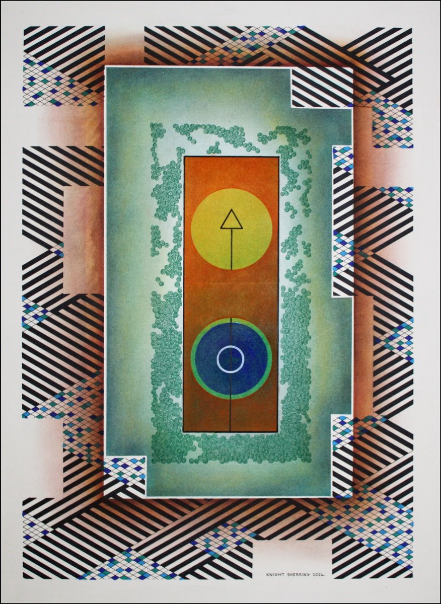 Abstract Pastel Drawing By Knight Sherring, 22 X 30", The Whole Picture., Original Artwork