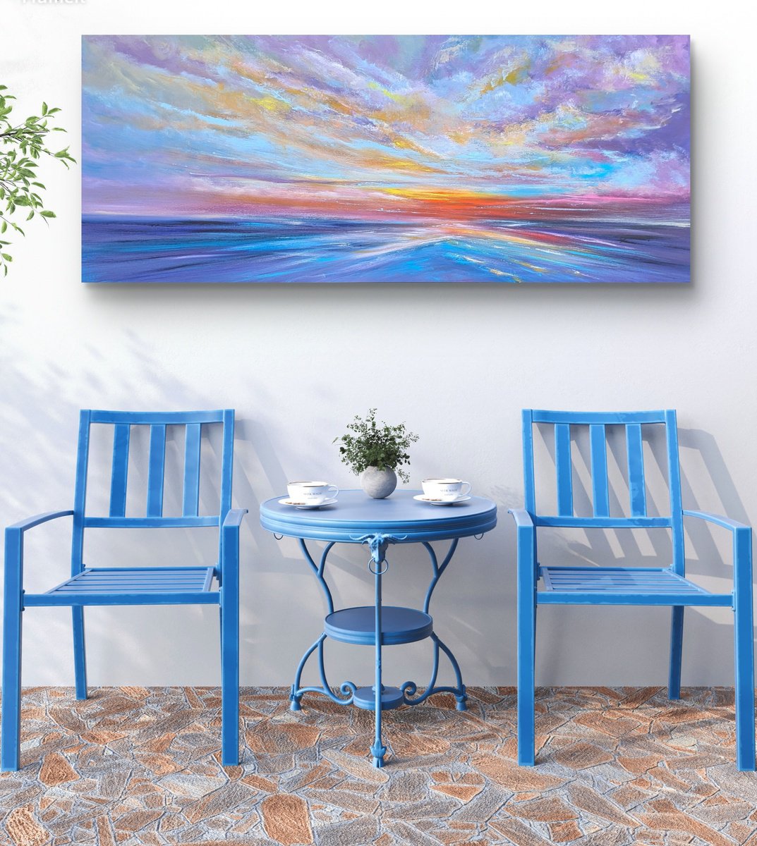 Impressionistic Landscape Acrylic Painting By Mel Graham, 47 X 20", Contemplation, Original Artwork