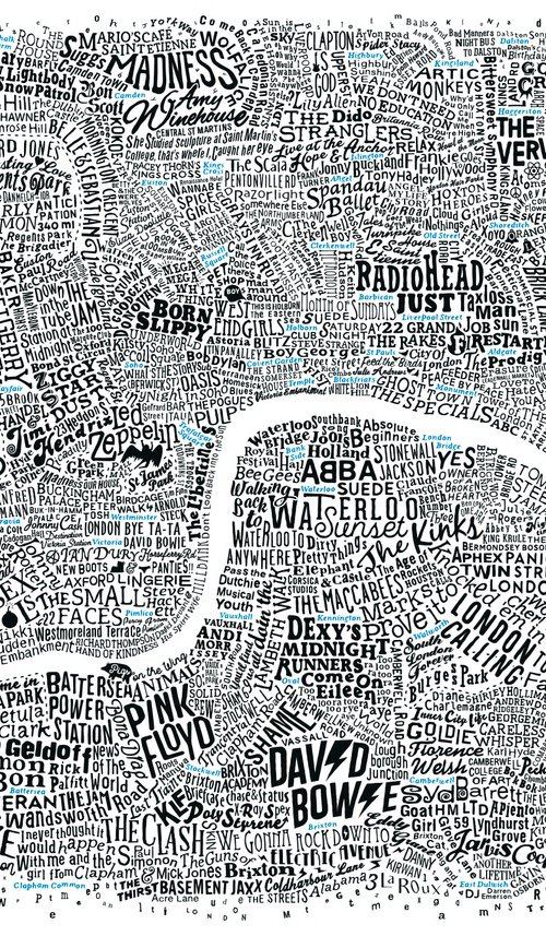 Music Map Of London (A2, Blue Accent) by Dex