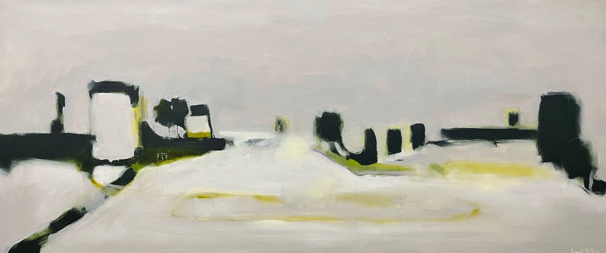 Expressive Abstract Oil Painting By Romuald Mulk Musiolik, 55 X 24", November 11, Original Artwork