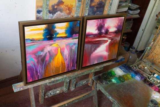 Diptych "ABSTRACT LANDSCAPE"