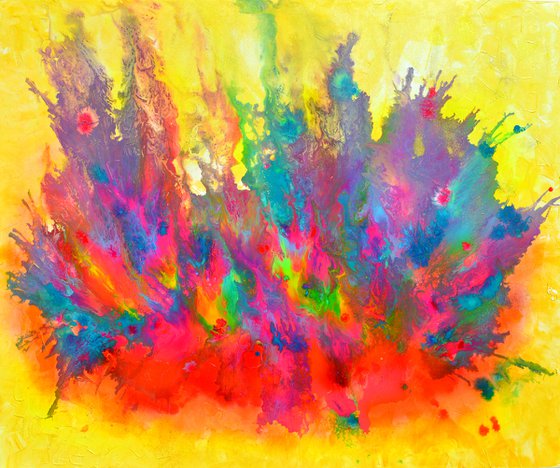 FUGUE - Colourful Large Abstract Painting - XXL Ready to Hang Hotel and Restaurant Wall Decoration