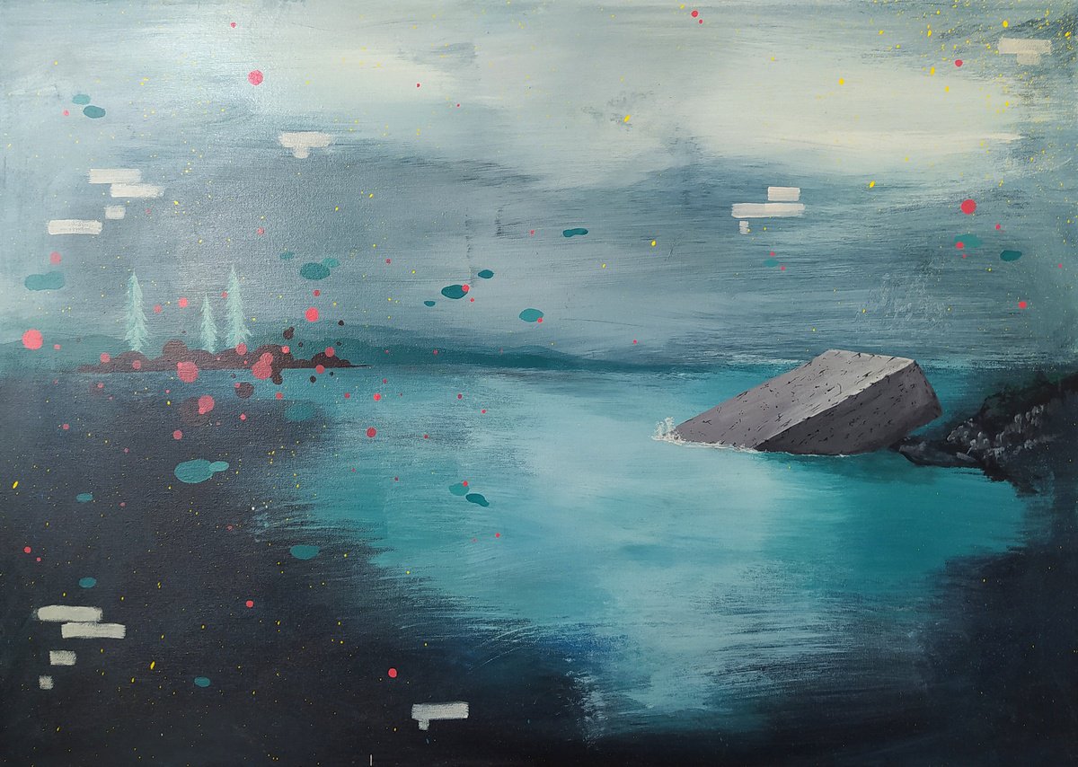 Urban And Pop Landscape Acrylic Painting By Andres Agosin Monk, 30 X 22, Varado, Original Artwork