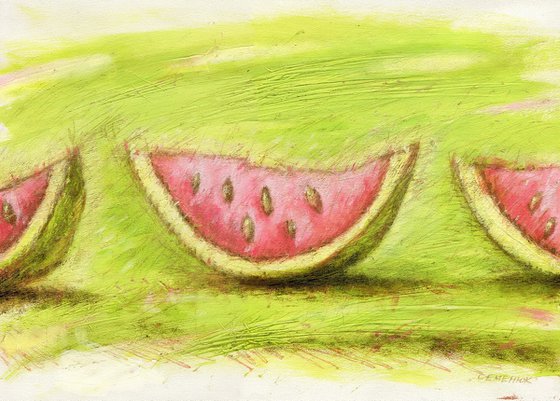 Watermelons On Green and Pink