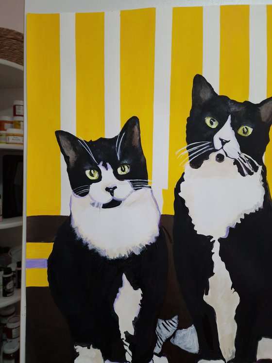 Three cats / 84 x 70 cm