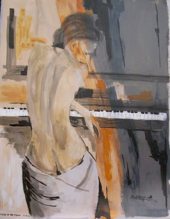 Nude at the piano    20" x 25"
