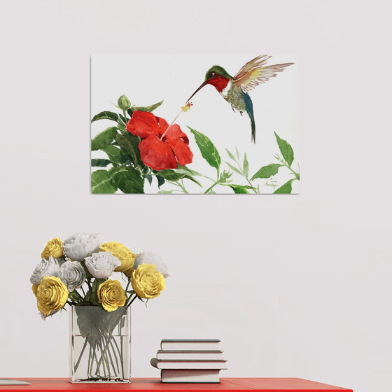 Hummingbird and Hibiscus