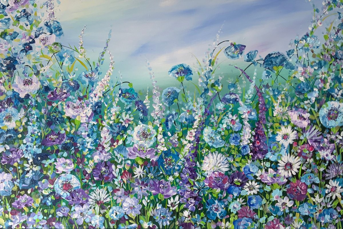 Expressive Botanical Acrylic Painting By Jan Rogers, 36 X 24, Summer Loving, Original Artwork