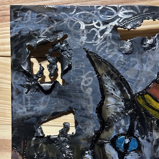 Wall sculpture - Cat Harlequin