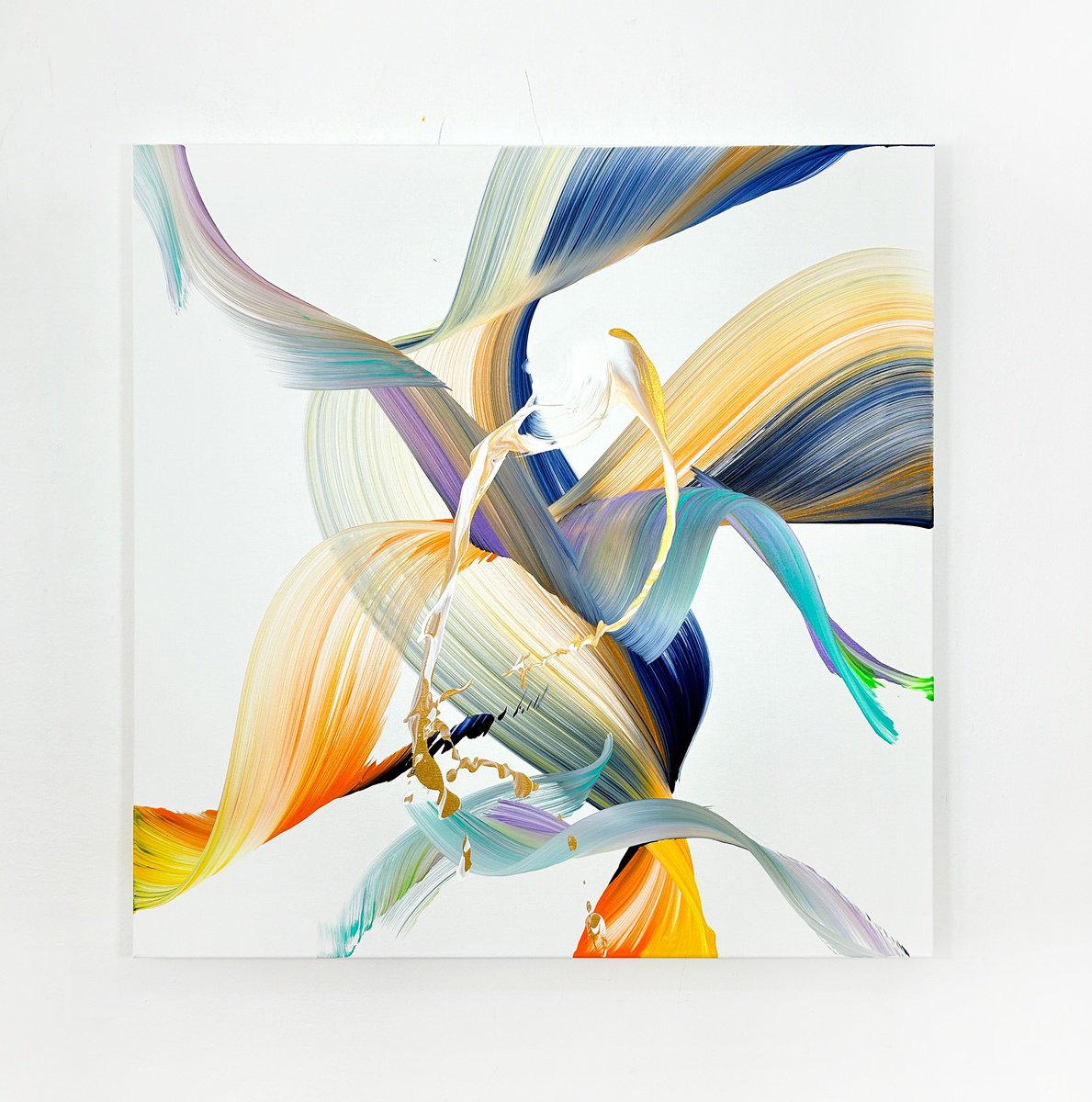 Organic Abstract Acrylic Painting By Nikolaos Schizas, 39 X 39", Follow Me, Original Artwork