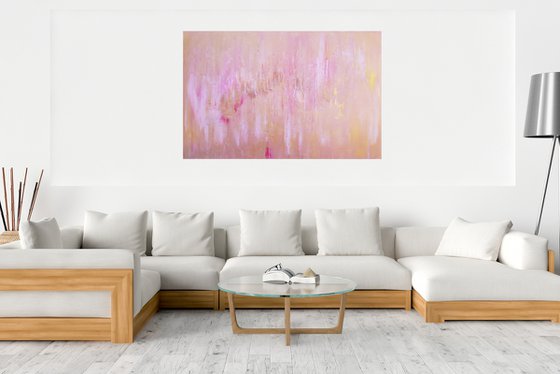 We will never foreget you - XL golden an pink abstract