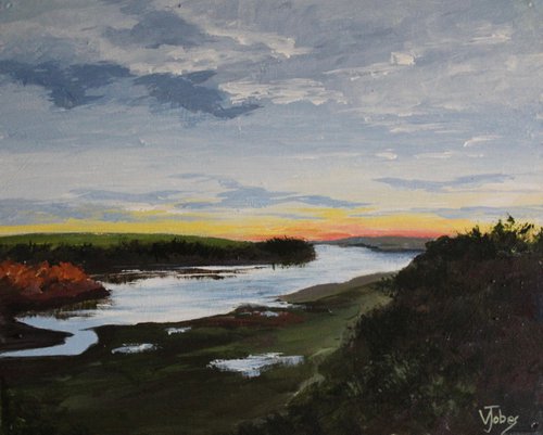Sunset over Roadford Lake by Valerie Jobes