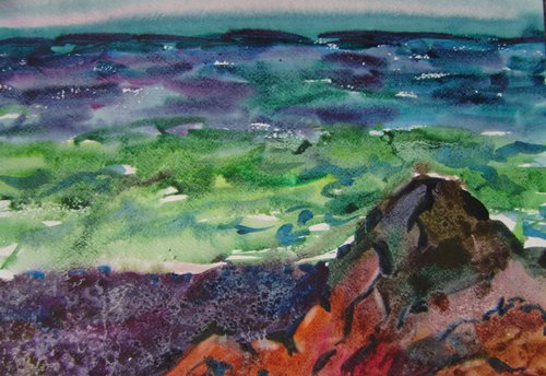 Seascape, watercolor painting 45x32 cm by Valentina Kachina