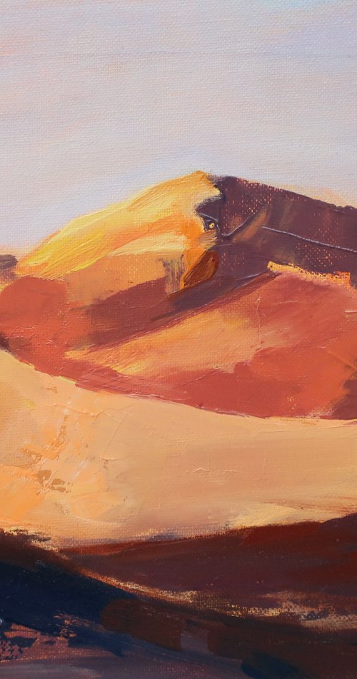 Mountains in the rays of setting sun by Alla Vlaskina