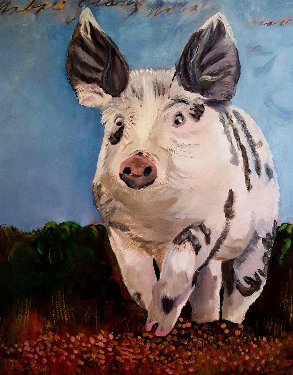 Photorealistic Animal Oil Painting By Cathy Maiorano, 16 X 20, Mabel Glory, Original Artwork