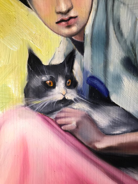 Girl with a cat