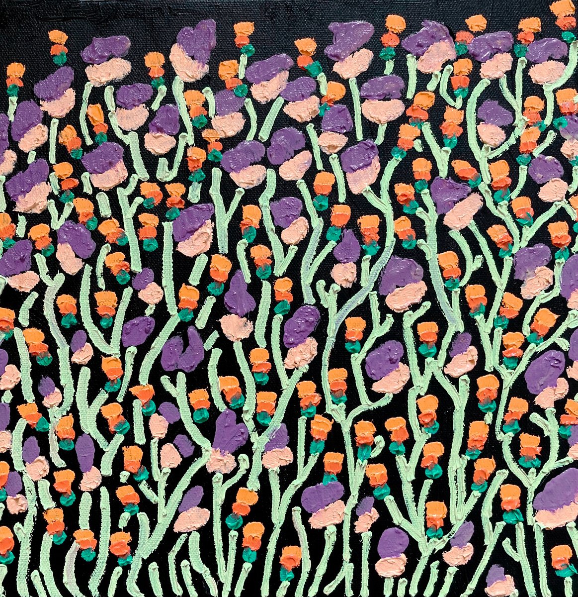 Organic Botanical Oil Painting By Ann Parks Mccray, 12 X 12, Casual Conversation, Original Artwork