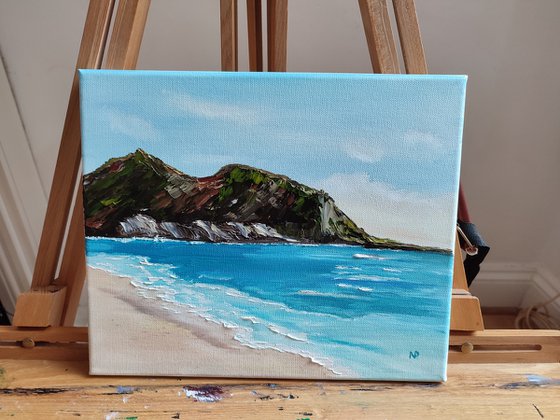 Sea, beach, waves, sky impressionistic oil painting, gift art