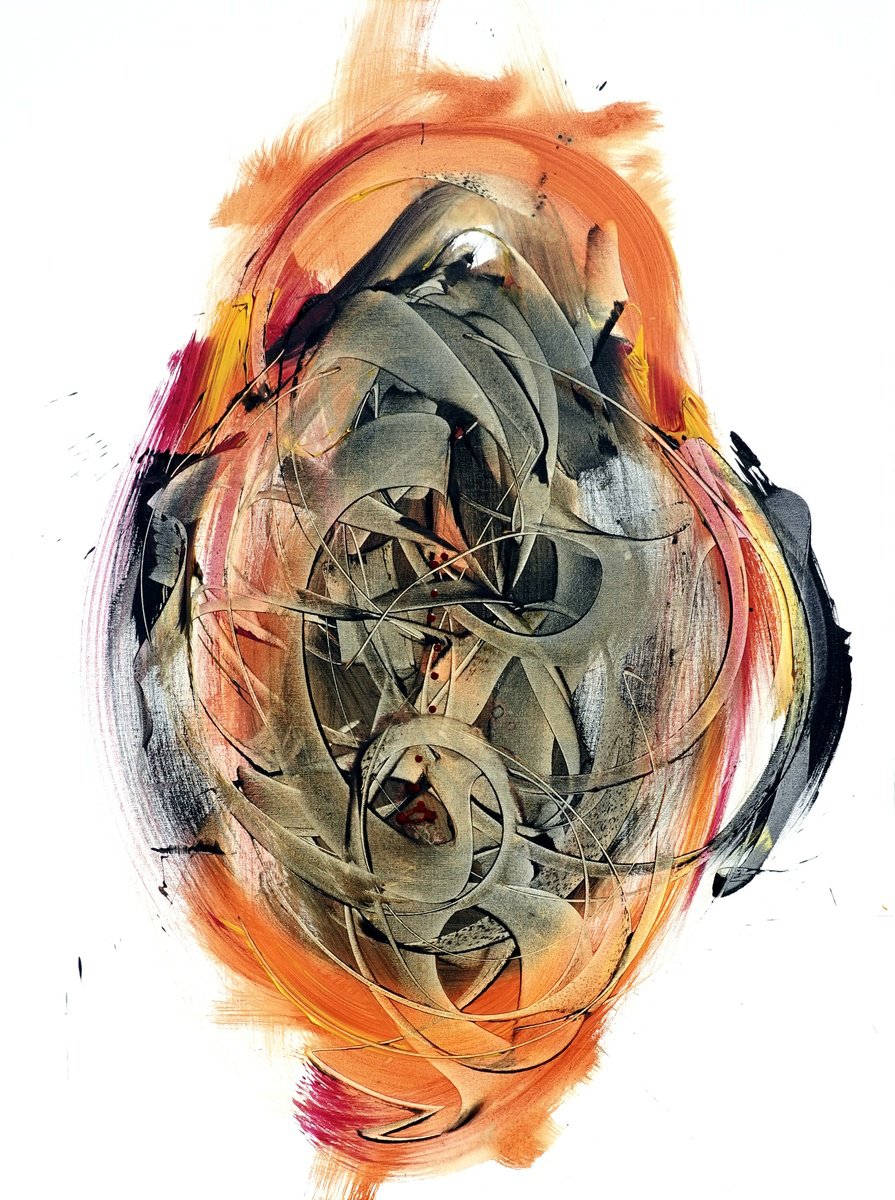 Expressive Abstract Acrylic Painting By Newel Hunter, 36 X 48", Frontman, Original Artwork