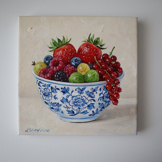 Summer Berries in Blue Bowl