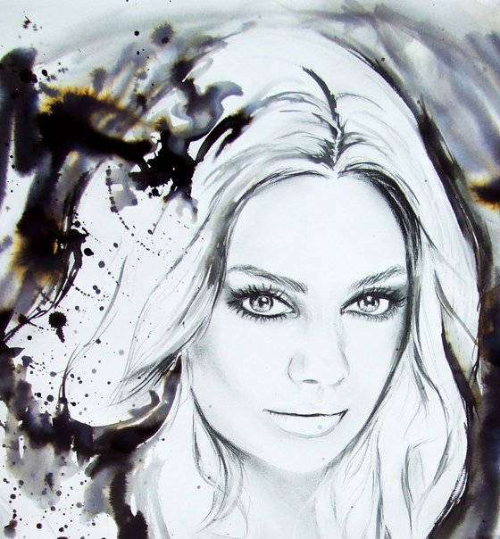Original Pencil and ink Drawing of Mila Kunis