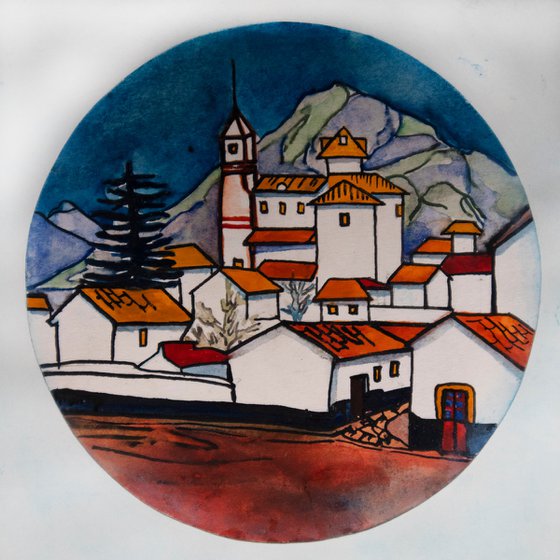 Winter town landscape