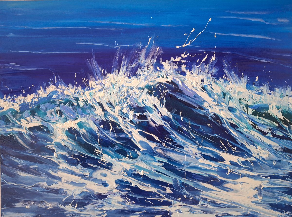 Impressionistic Landscape Oil Painting By Andrej Ostapchuk, 24 X 18, Border Of The Elements, Original Artwork