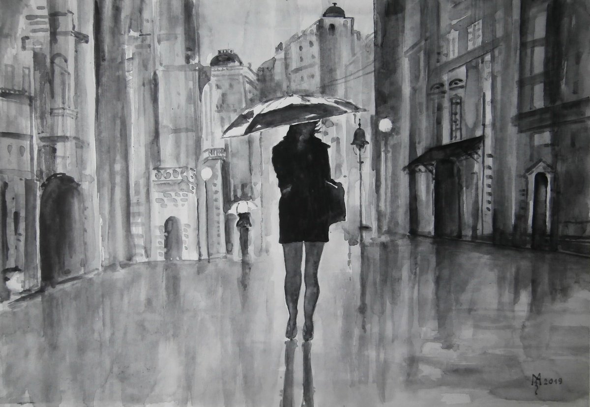 BEAUTY WITH A RAIN 42.5 x 30.5 cm by Zoran Mihajlovi? Muza