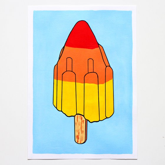 Rocket Lolly - Pop Art Painting On A4 Paper (Unframed)