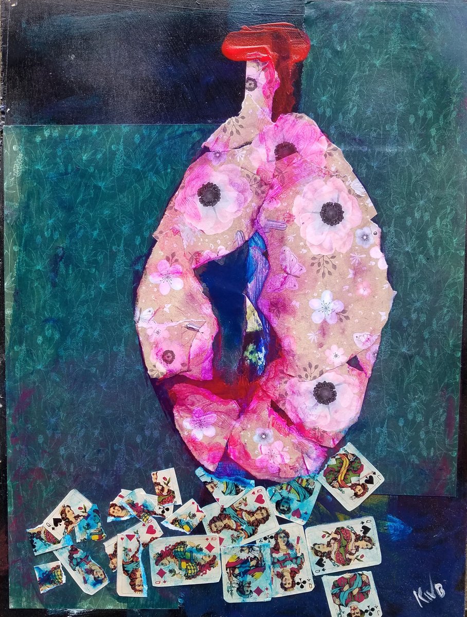 Naive Still Life Painting By Kevin Blake, 12 X 16", Lost Love, Original Artwork