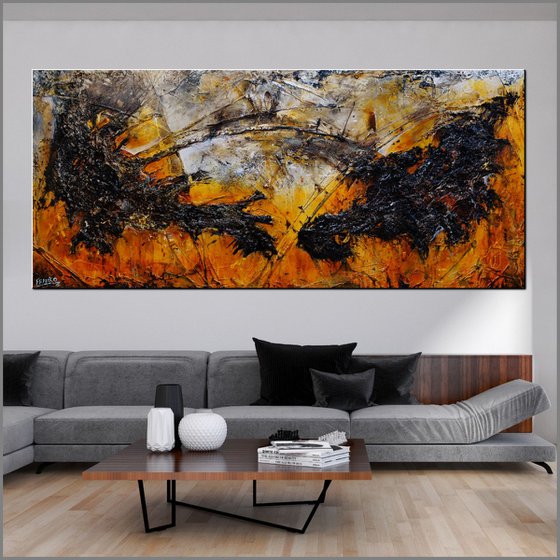 Loaded Sienna 270cm x 120cm Sienna Black Abstract Art