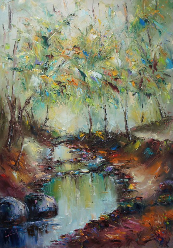 Forest tale, Large landscape Oil painting