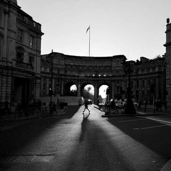 Between Two Paths - Classic Street Photography Print, 21x21 Inches, C-Type, Framed