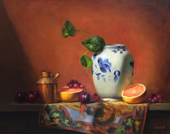 Still Life with Chinese Vase and Grapefruit