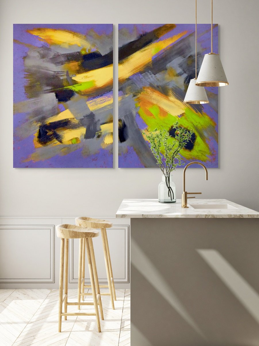 Abstract Oil Painting By Evgen Semenyuk, 71 X 47, Wind Of Abstract Resonance, Original Artwork