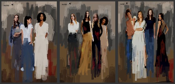 DESIGNING WOMEN TRIPTYCH   123"X59"