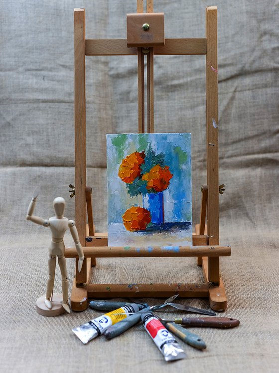 Abstract still life with flowers in vase