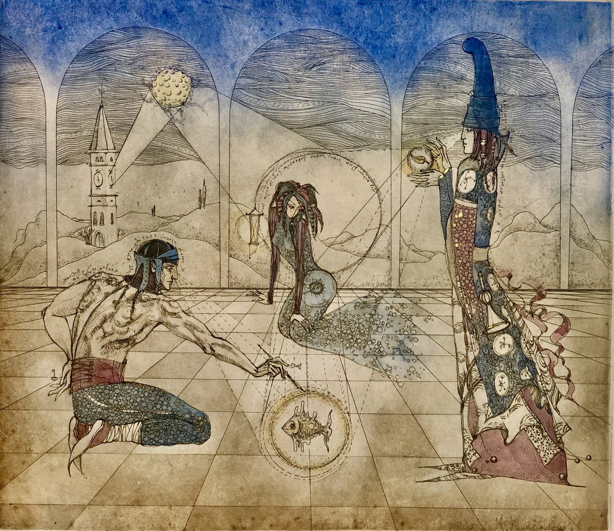 Portrait Etchings & Engravings By Marina Korenfeld, 15 X 13", Alchemical Trinity, Original Artwork