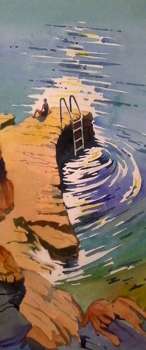 Lanzarote, Saying Goodbye. Rocks and Sea by Peter Day