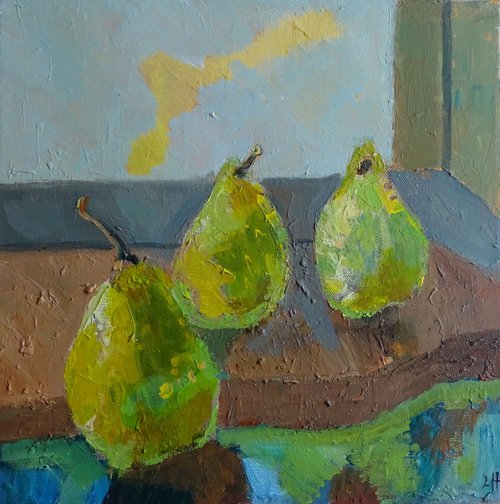 Three Pears by Lynda  Hopkins