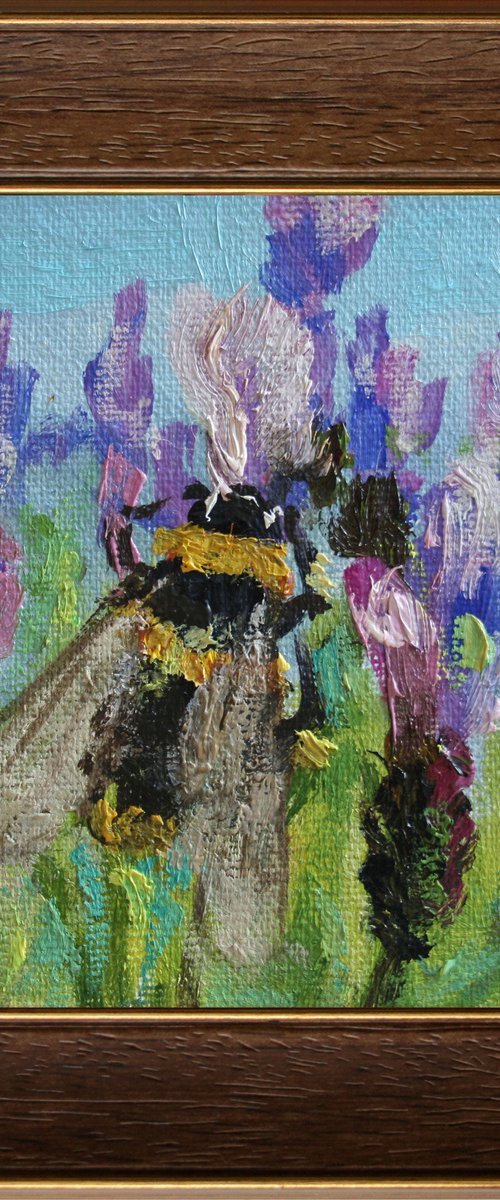 BUMBLEBEE 03... framed / FROM MY SERIES "MINI PICTURE" / ORIGINAL PAINTING by Salana Art Gallery