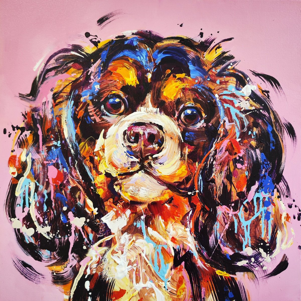 Expressive Animal Acrylic Painting By Anna Cher, 24 X 24, Tender Spirit, Original Artwork