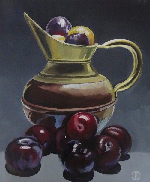 Still Life Water Jug And Fruit by Joseph Lynch