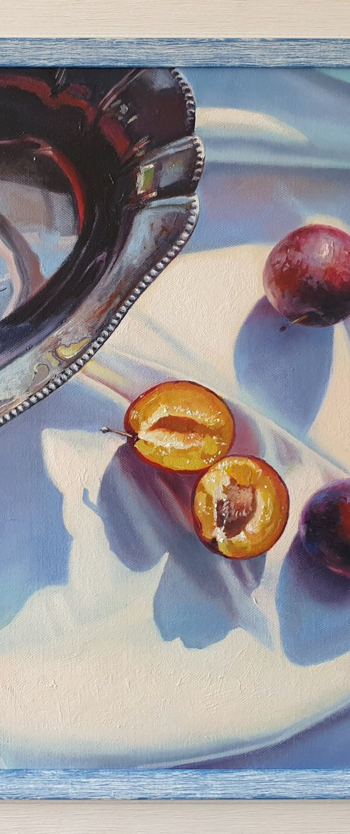 "Honey plums. "  still life summer liGHt original painting  GIFT (2020) by Anna Bessonova (Kotelnik)